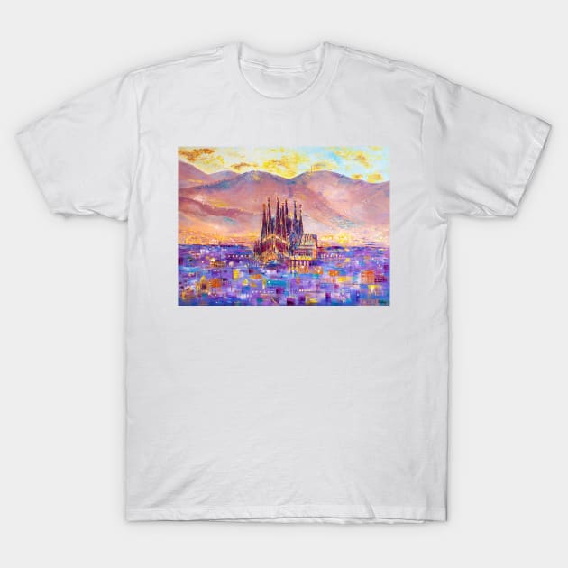 Barcelona In a Beautiful Evening Dress T-Shirt by NataliaShchip